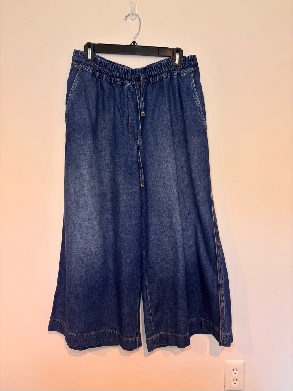 NWT Loewe Indigo Wide-Leg Cropped Denim Jeans